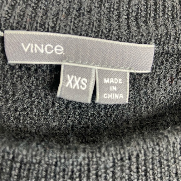 Vince 100% wool leather trimmed zip textured black sweater size XXS - Picture 4 of 9